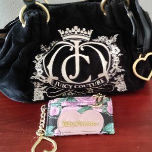 Juicy Couture Daydreamer Velour Black Velour Purse and NWOT Juicy Black Wallet!